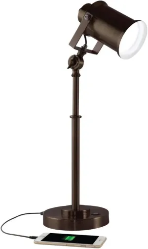 OttLite Restore LED Desk Lamp with 2.1A USB Port, Bronze