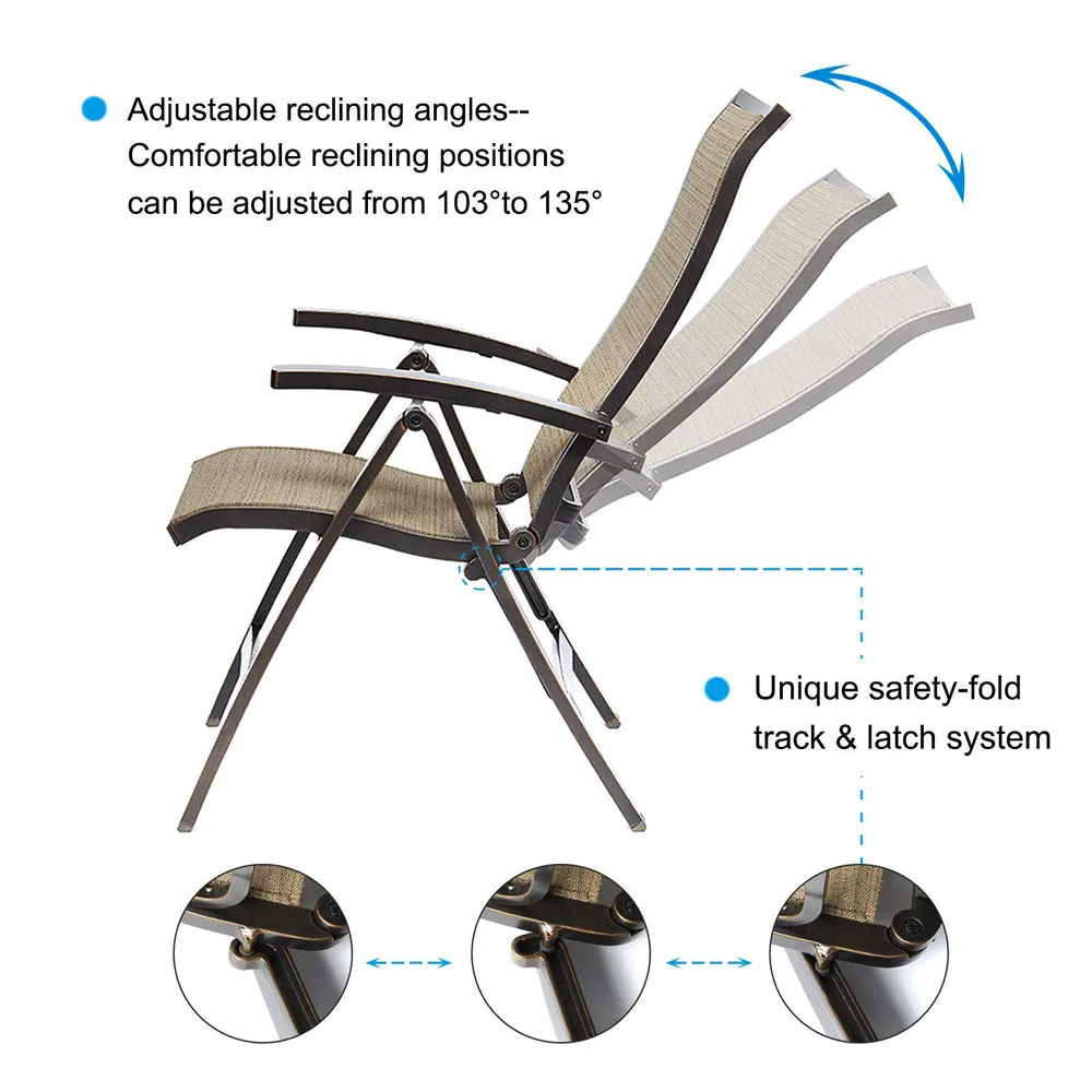 Outdoor 6 Piece of Folding Chairs,48" Dining Table and Patio Umbrella