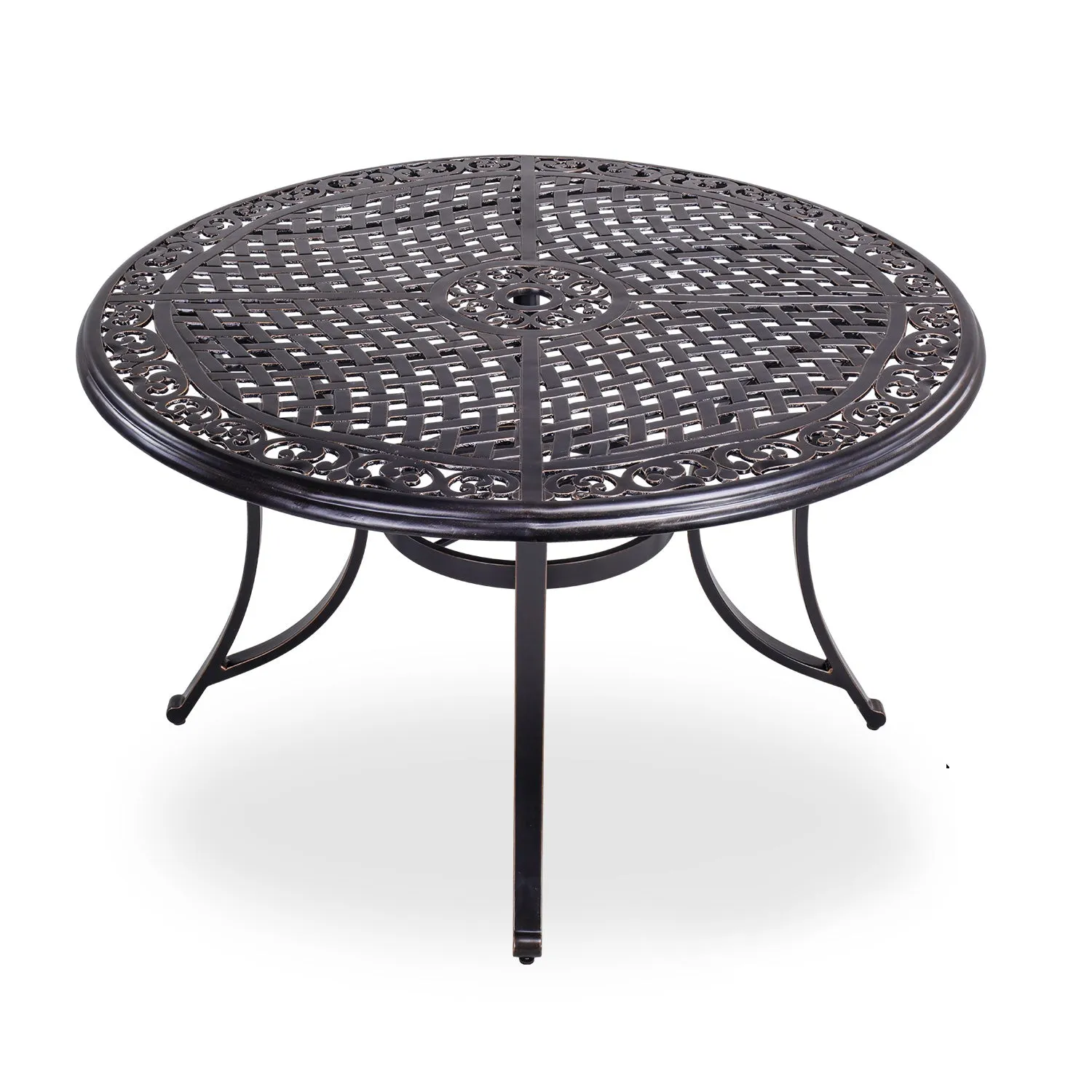Outdoor 6 Piece of Folding Chairs,48" Dining Table and Patio Umbrella
