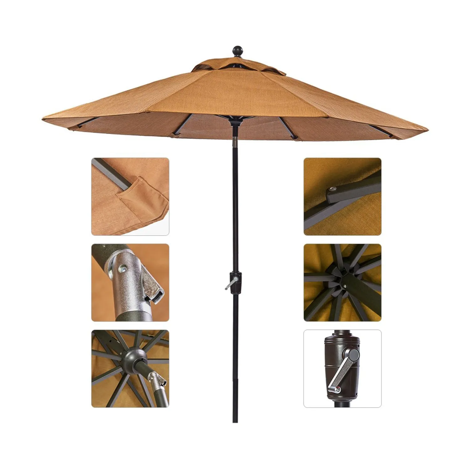 Outdoor 6 Piece of Folding Chairs,48" Dining Table and Patio Umbrella