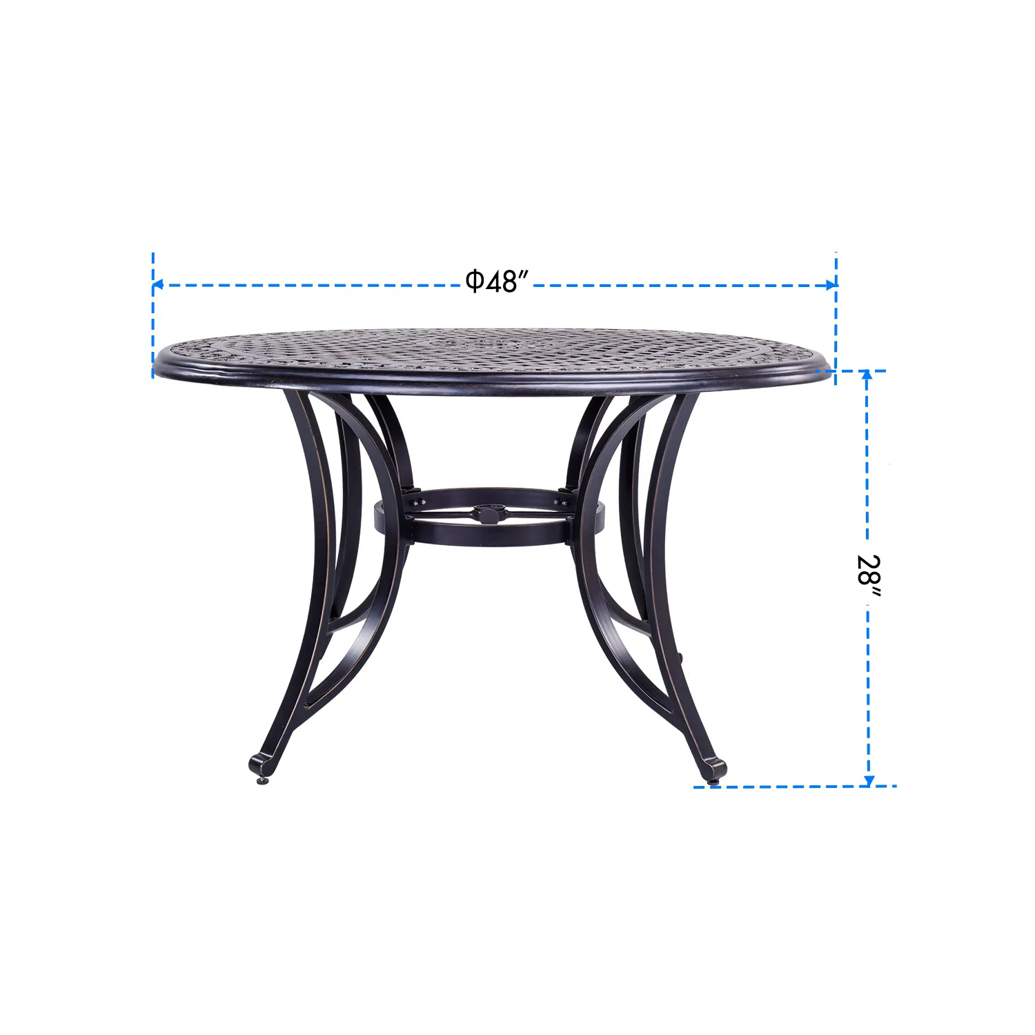 Outdoor 6 Piece of Folding Chairs,48" Dining Table and Patio Umbrella
