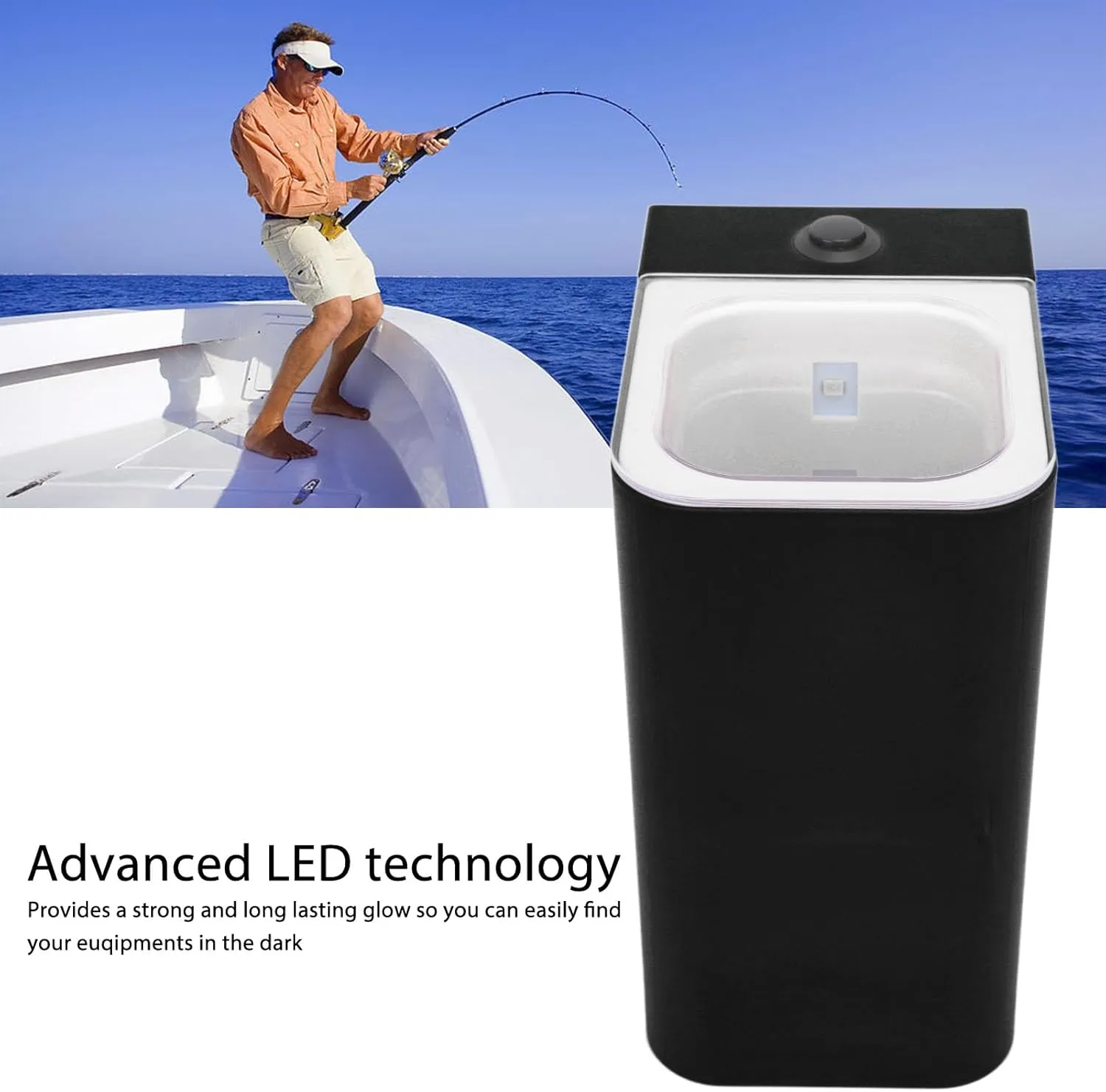 Outdoor Fishing Fill Light, ABS Fishing Lure Fill Light with Handle for Navigation (Black)
