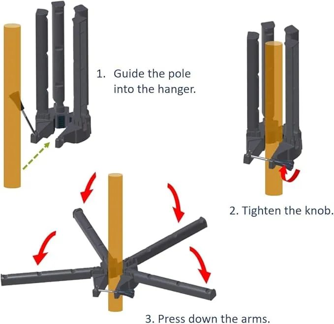 Outdoor Light Pole Camping Hanger, Rubber Non-Slip Design for Hanging Lantern Stand and Hanger Hook Pole