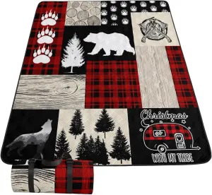 Outdoor Picnic Blanket Portable Ultrasonic Waterproof Picnic Mat Jungle Theme Printed Camping Beach Mat for Sand and Wet Grass Hiking (Jungle Theme L)