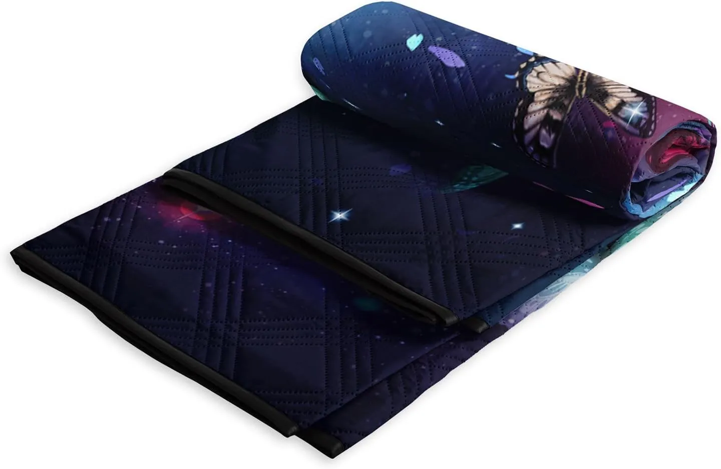 Outdoor Picnic Blanket,Portable Sandproof Waterproof Picnic Mat,Galaxy Butterfly Printed Camping Beach Mat for Sand and Wet Grass Hiking (Galaxy Butterfly S)