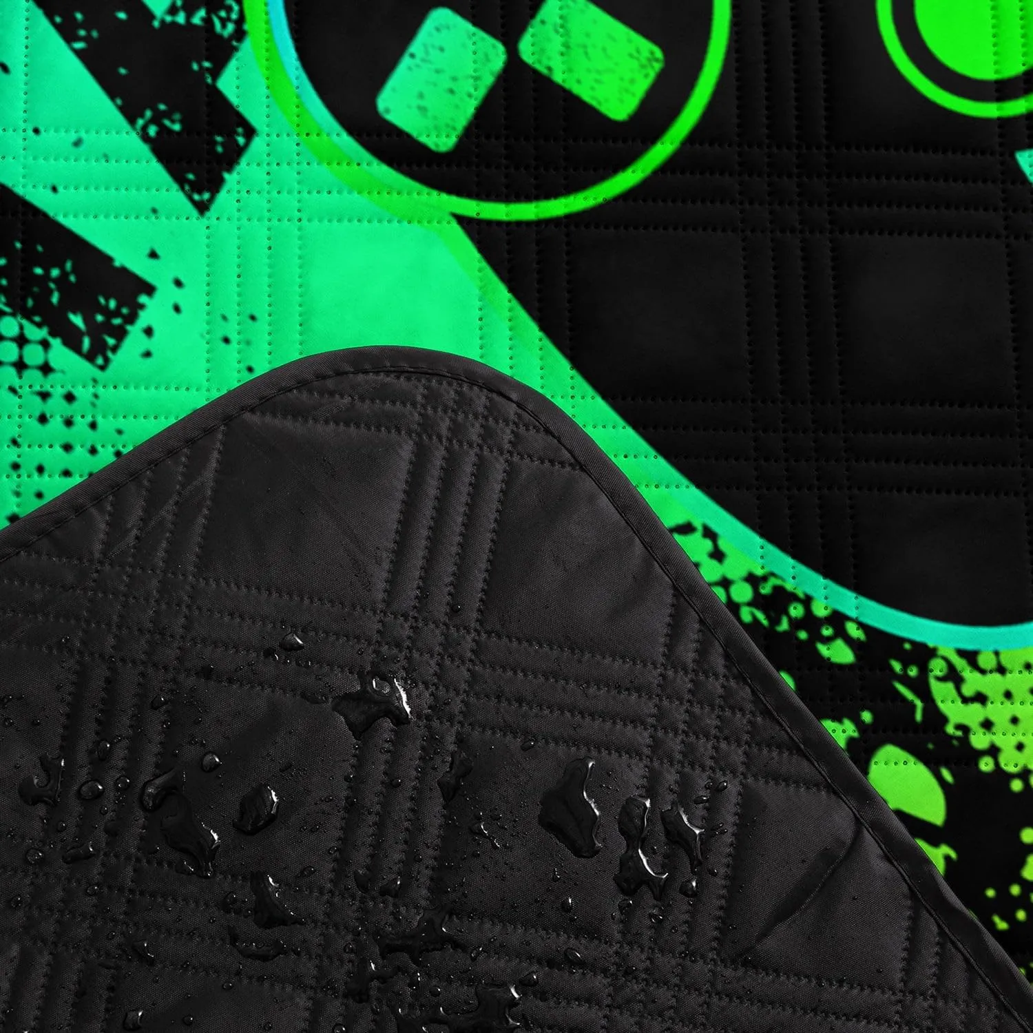 Outdoor Picnic Blanket,Portable Sandproof Waterproof Picnic Mat,Green Gamepad Printed Camping Beach Mat for Sand and Wet Grass Hiking (Green Gamepad S)