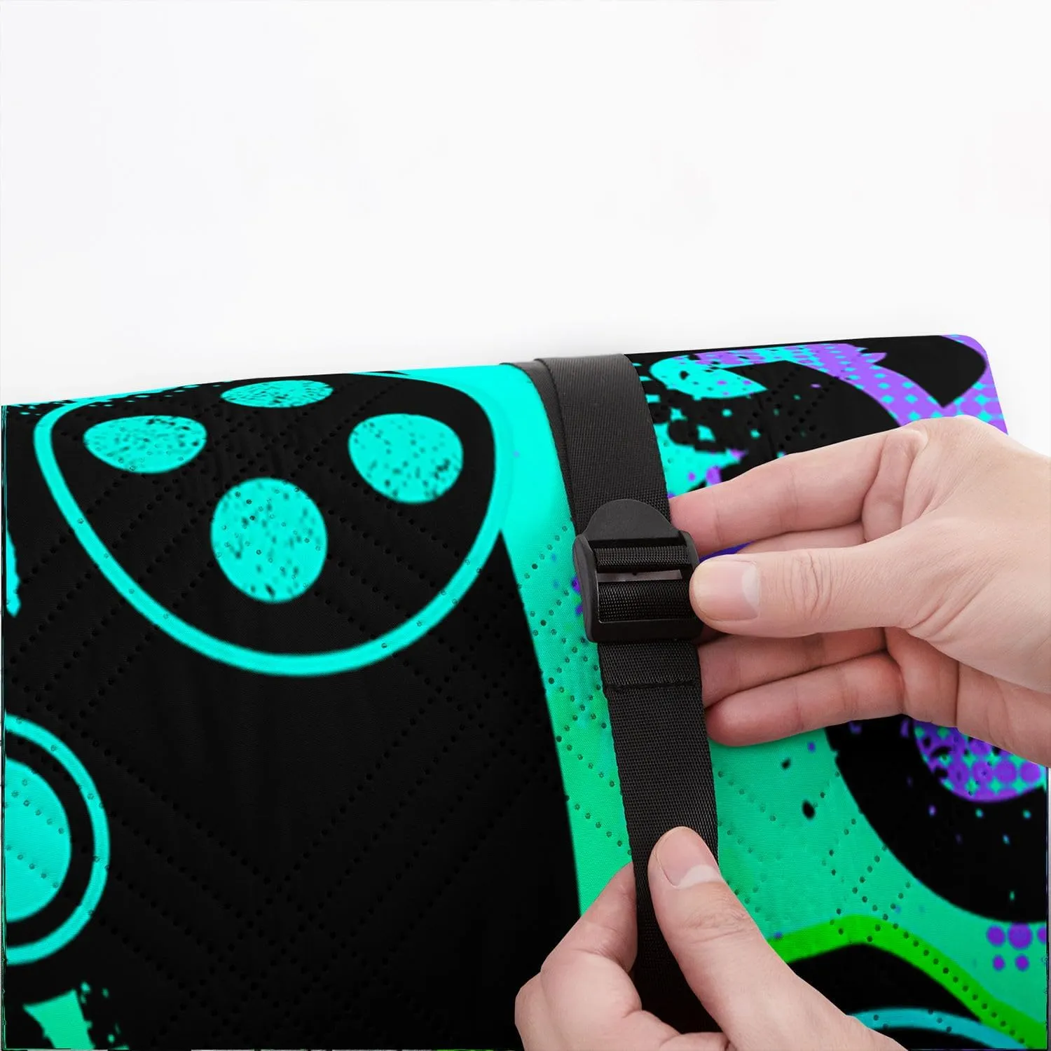 Outdoor Picnic Blanket,Portable Sandproof Waterproof Picnic Mat,Green Gamepad Printed Camping Beach Mat for Sand and Wet Grass Hiking (Green Gamepad S)