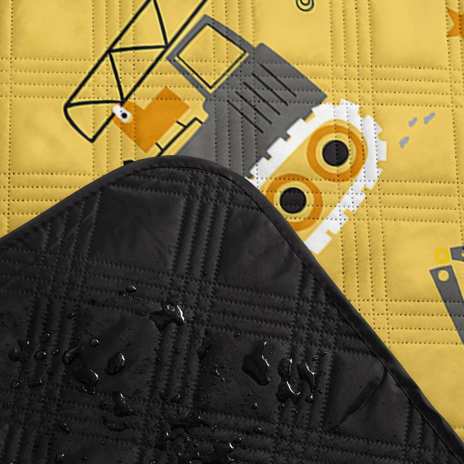 Outdoor Picnic Blanket,Portable Sandproof Waterproof Picnic Mat,Truck Excavator Tractor Printed Camping Beach Mat for Sand and Wet Grass Hiking (Excavator L)
