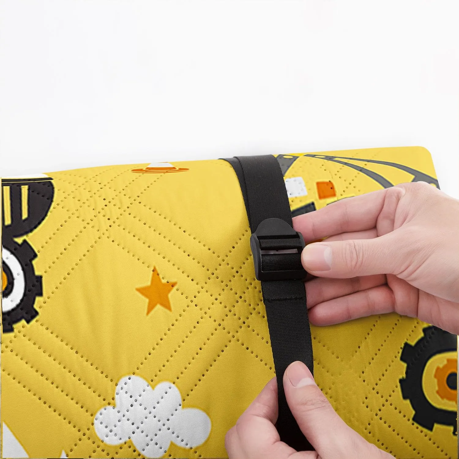 Outdoor Picnic Blanket,Portable Sandproof Waterproof Picnic Mat,Truck Excavator Tractor Printed Camping Beach Mat for Sand and Wet Grass Hiking (Excavator L)