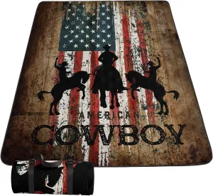 Outdoor Picnic Blanket,Portable Sandproof Waterproof Picnic Mat,West Cowboys Printed Camping Beach Mat for Sand and Wet Grass Hiking (West Cowboy L)