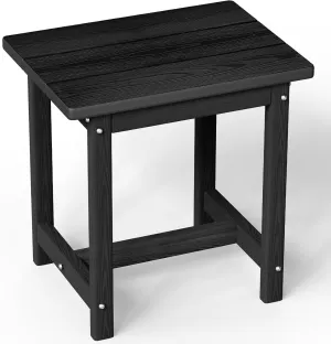 Outdoor Side Table – 17" HDPE Adirondack Side Tables,Sturdy Small Outdoor Porch Tables, Weather-Resistant & Easy Assembly Patio End Table for Garden, Balcony, Porch & Poolside (Black)