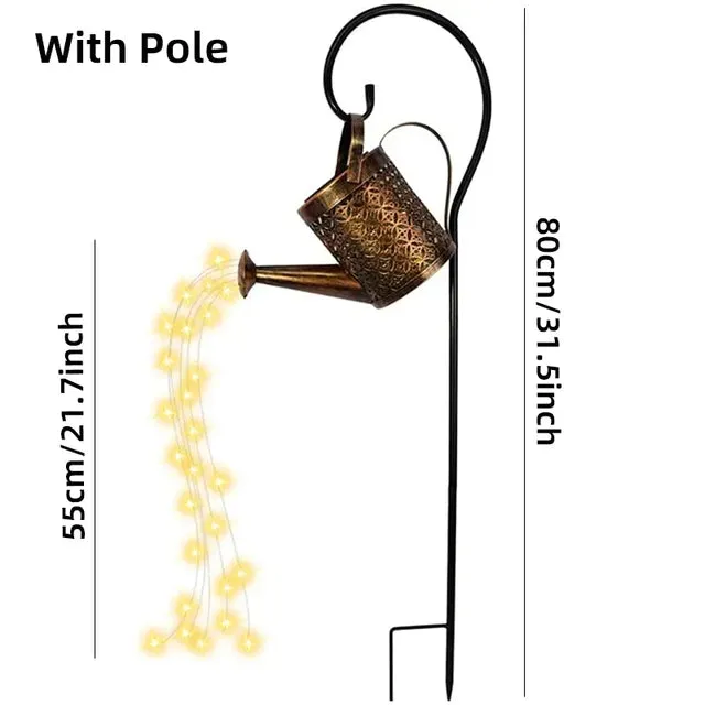 Outdoor Solar Watering Can Lights with Star Shower Effect - LED String Lights for Garden, Patio, Pathway, or Christmas Decor