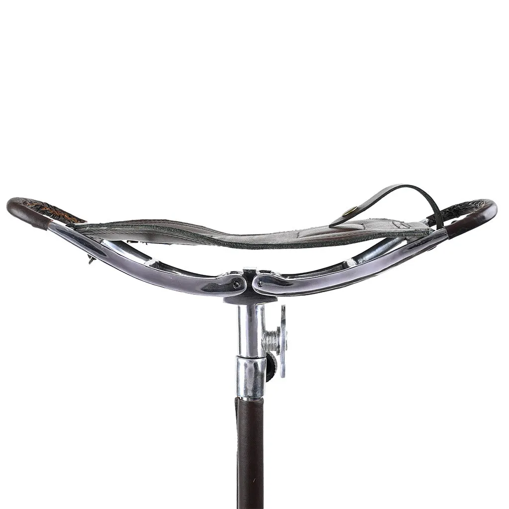Outdoor Walking Stick with Leather Seat Moon Coffee Brown