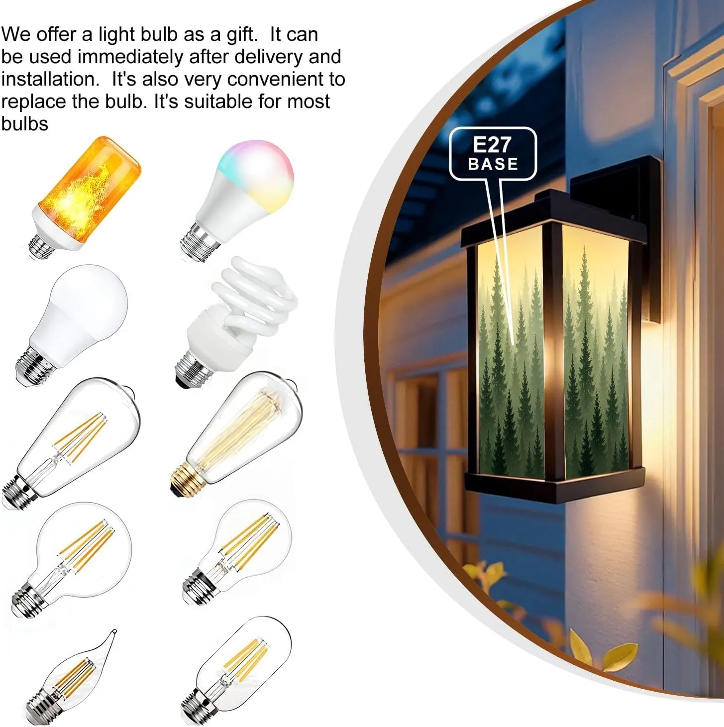 Outdoor Wall Lights Forest Nature Landscape Evergreen coniferous Trees Pine Spruce Black Patio Light Fixture Waterproof Wall Sconce Lamp for Patio Deals Front Porch Decor Backyard Garage