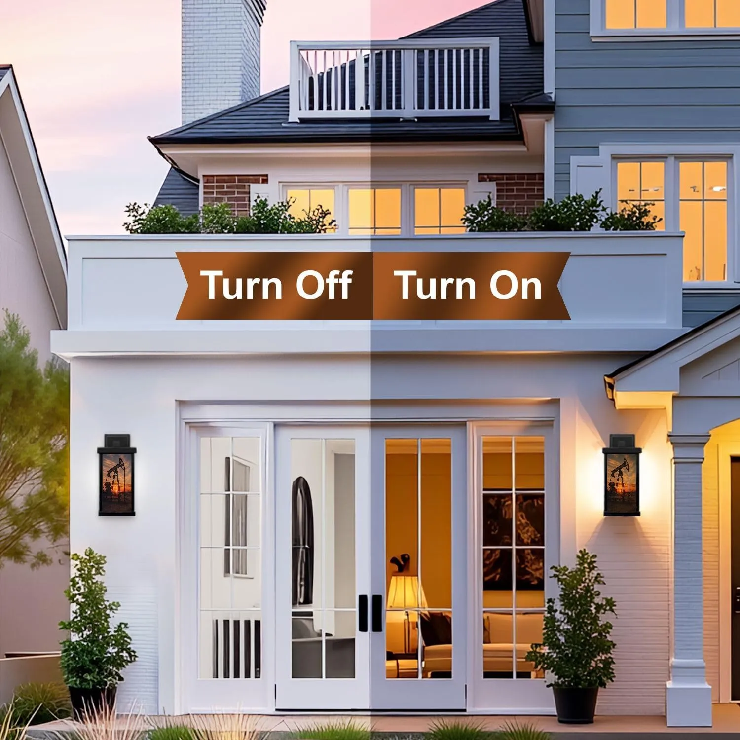 Outdoor Wall Lights Oil Pump rig Oil Gas Oilfield site Pump are Running Black Patio Light Fixture Waterproof Wall Sconce Lamp for Patio Deals Front Porch Decor Backyard Garage