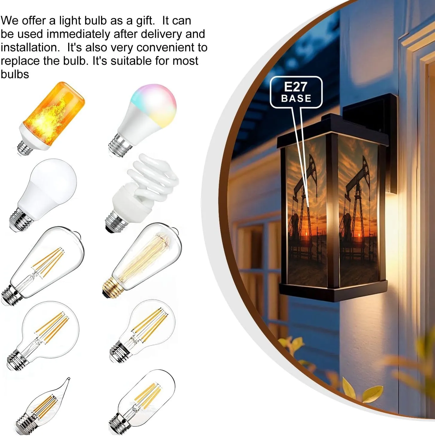 Outdoor Wall Lights Oil Pump rig Oil Gas Oilfield site Pump are Running Black Patio Light Fixture Waterproof Wall Sconce Lamp for Patio Deals Front Porch Decor Backyard Garage