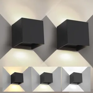 Outdoor Wall Sconce & Indoor Wall Lights,3CCT Dimming with Switch to Change Light Color,Up and Down Lights Outdoor Modern Wall Light Waterproof and Rust - Resistant Design,4.33-Inch(2 Pack)