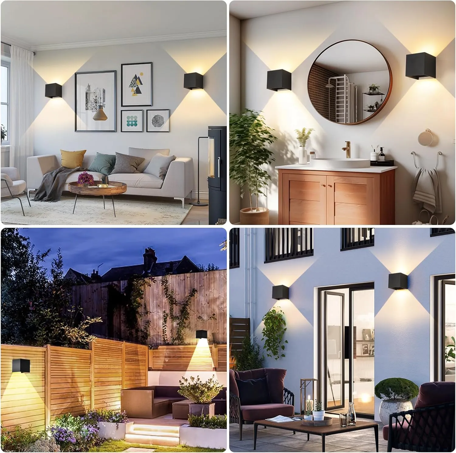 Outdoor Wall Sconce & Indoor Wall Lights,3CCT Dimming with Switch to Change Light Color,Up and Down Lights Outdoor Modern Wall Light Waterproof and Rust - Resistant Design,4.33-Inch(2 Pack)