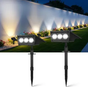 OUTON Solar Spot Lights Outdoor, 5 Lighting Modes IP65 Waterproof Solar Powered Garden Light, Dusk-to-Dawn Auto On/Off Outside Light, LED Spotlights for Landscape Yard Pathway House, 2 Pack