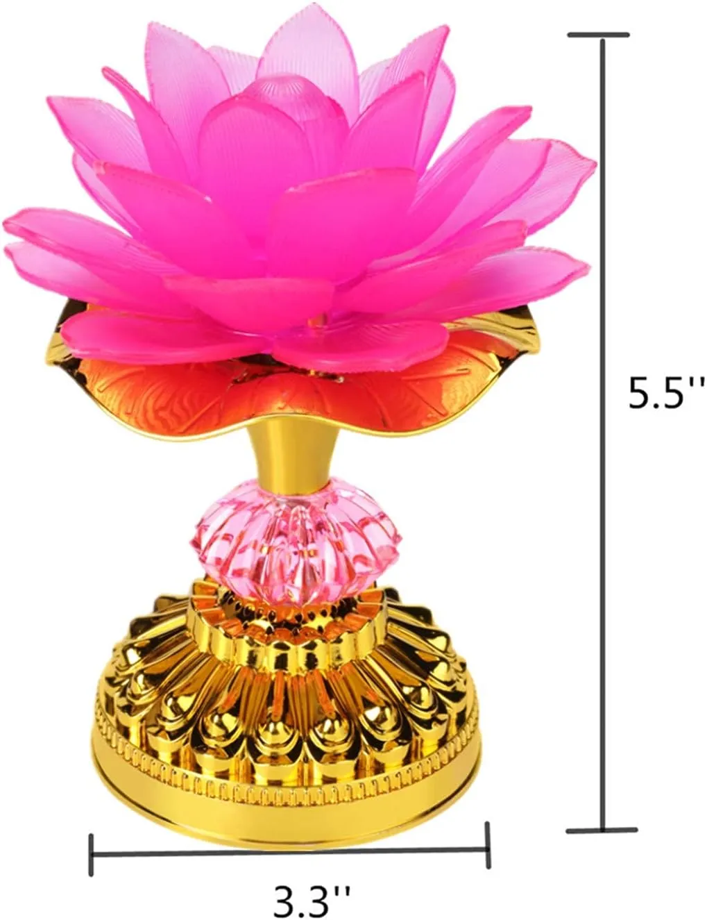 Pack of 2 LED Lotus Buddhist Lights Color-Changing Gradient Buddha Lotus Lamps Plug in or Battery-Operated Buddhist Worship Prayer Faith Supply Things(3.3''W/5.5''H, Pink)