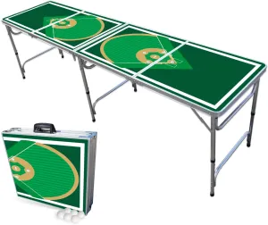 PARTYPONG 8-Foot Folding Beer Pong Table - Baseball Diamonds Edition (Base Model)