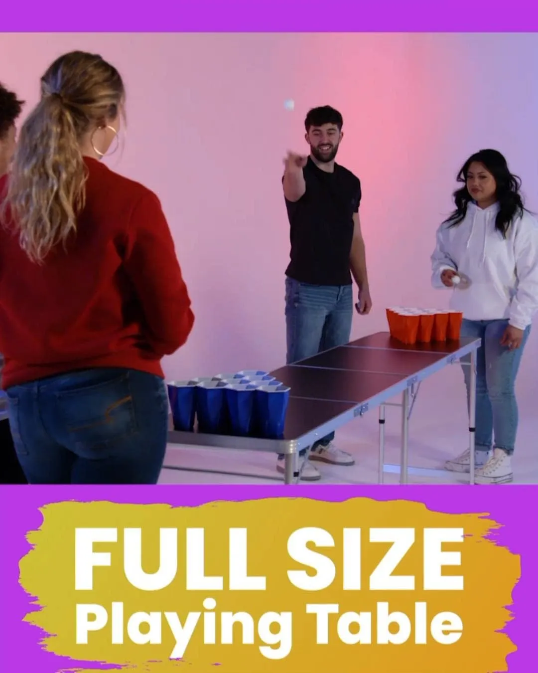 PARTYPONG 8-Foot Folding Beer Pong Table - Baseball Diamonds Edition (Base Model)