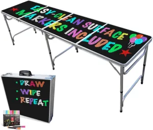 PARTYPONG PartyTable 8 Foot or 4 Foot Portable Folding Adjustable Table w/Erasable Surface - Perfect for Art, Classrooms, Birthday Parties, Picnics, BBQs & More!