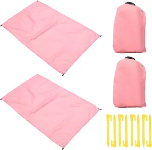PATIKIL 43" x 28" Beach Blanket, 2 Pack Waterproof Picnic Mat with Carry Bag for Travel, Hiking, Camping, Outdoor Activities, Pink