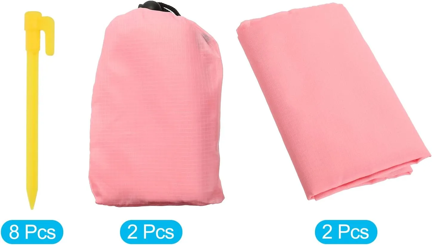PATIKIL 43" x 28" Beach Blanket, 2 Pack Waterproof Picnic Mat with Carry Bag for Travel, Hiking, Camping, Outdoor Activities, Pink