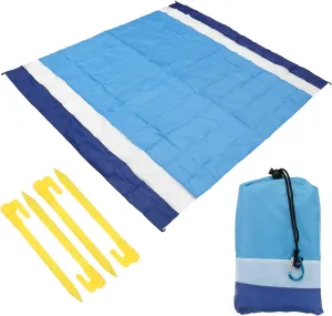 PATIKIL 83" x 79" Beach Blanket, Waterproof Picnic Mat with Carry Bag for Travel, Hiking, Camping, Outdoor Activities, Blue   White   Sky Blue