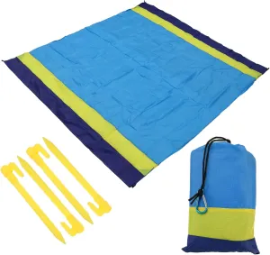 PATIKIL 83" x 79" Beach Blanket, Waterproof Picnic Mat with Carry Bag for Travel, Hiking, Camping, Outdoor Activities, Blue   Yellow   Sky Blue