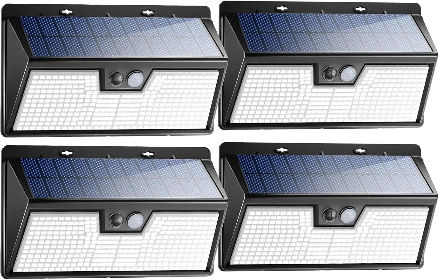 Peasur 318LED Solar Lights Outdoor Motion Sensor, 4 Pack Solar Powered Fence Wall Light IP65 Waterproof, 3 Modes Security Lighting for Outside Yard Patio Deck Step