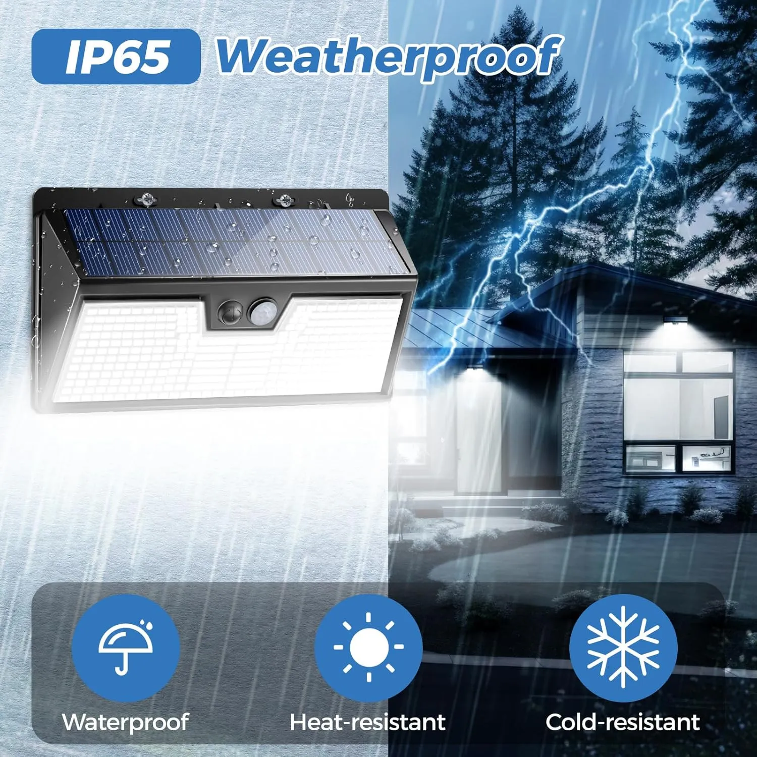 Peasur 318LED Solar Lights Outdoor Motion Sensor, 4 Pack Solar Powered Fence Wall Light IP65 Waterproof, 3 Modes Security Lighting for Outside Yard Patio Deck Step