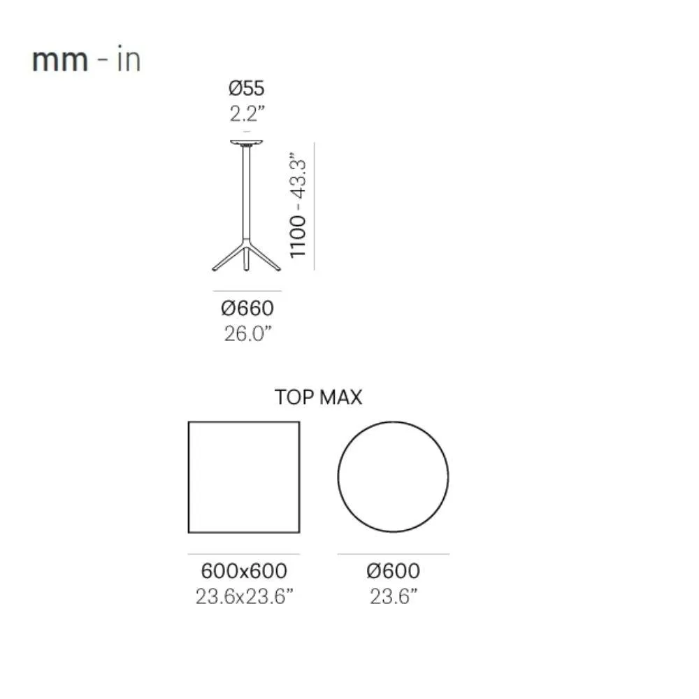 Pedrali Elliot 5474T folding table base H.110 cm.