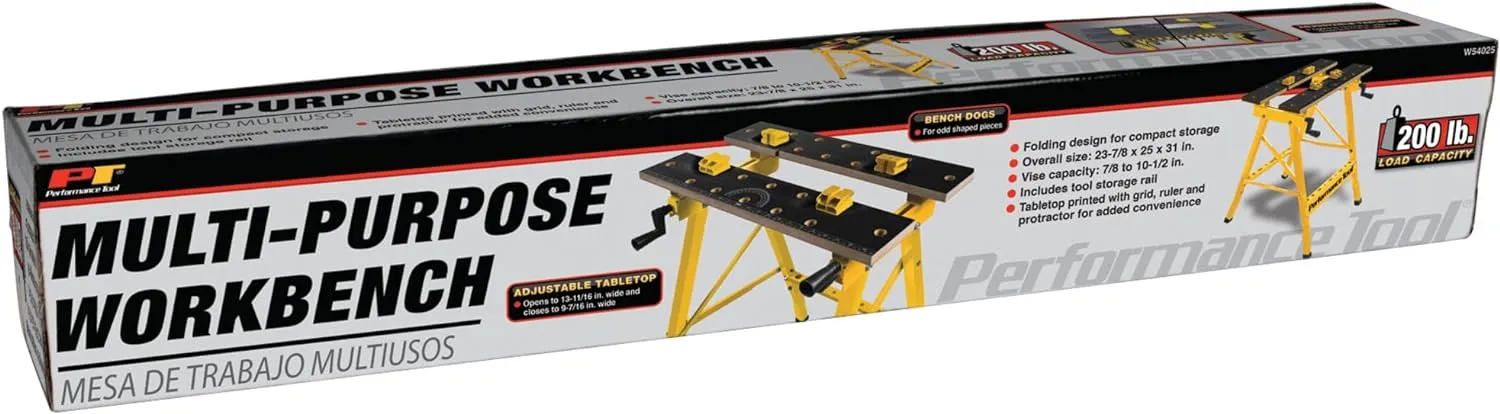 Performance Tool W54025 Portable Multipurpose Workbench and Vise (200 lbs Capacity) , Yellow