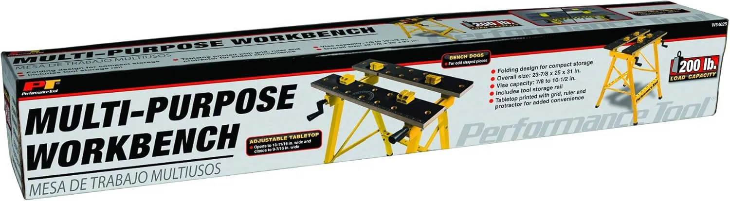 Performance Tool W54025 Portable Multipurpose Workbench and Vise (200 lbs Capacity) , Yellow