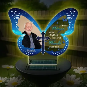 Personalized Memorial Solar Light For Graves, Custom Photo Your Wings Were Ready But My Heart Was Not Garden Light, Sympathy Gifts For Loss Of Loved ones Mom Dad Grandparent Garden Decor (STYLE-02)