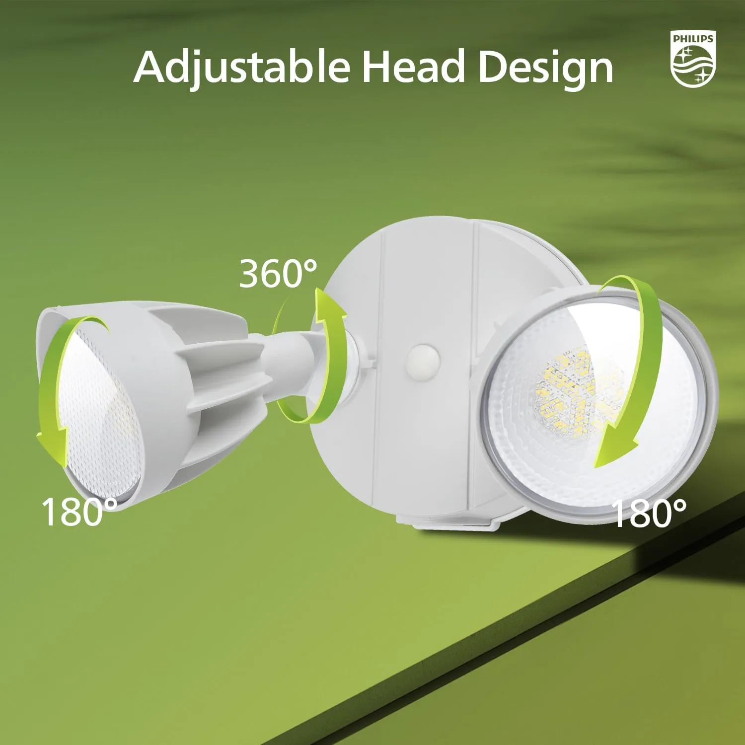 Philips 44W 3500LM ‌LED Security Flood Light‌ ‌Outdoor‌，Switch Controlled Aluminum ‌Security Light‌, 2 Adjustable Heads，5000K Daylight，Wet Location for Patio, Garden, Yard Lights