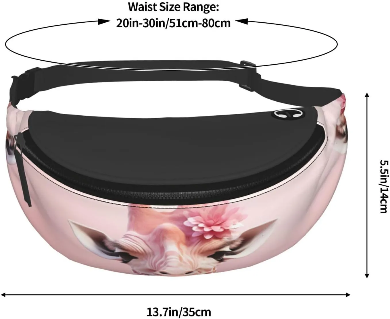 Pink giraffe Fanny Pack for Man Women Waist Bag Adjustable Belt Casual Chest Bag Bum Bags for Travel Sports Running Hiking Waist Packs