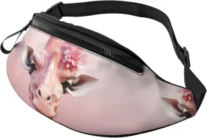 Pink giraffe Fanny Pack for Man Women Waist Bag Adjustable Belt Casual Chest Bag Bum Bags for Travel Sports Running Hiking Waist Packs