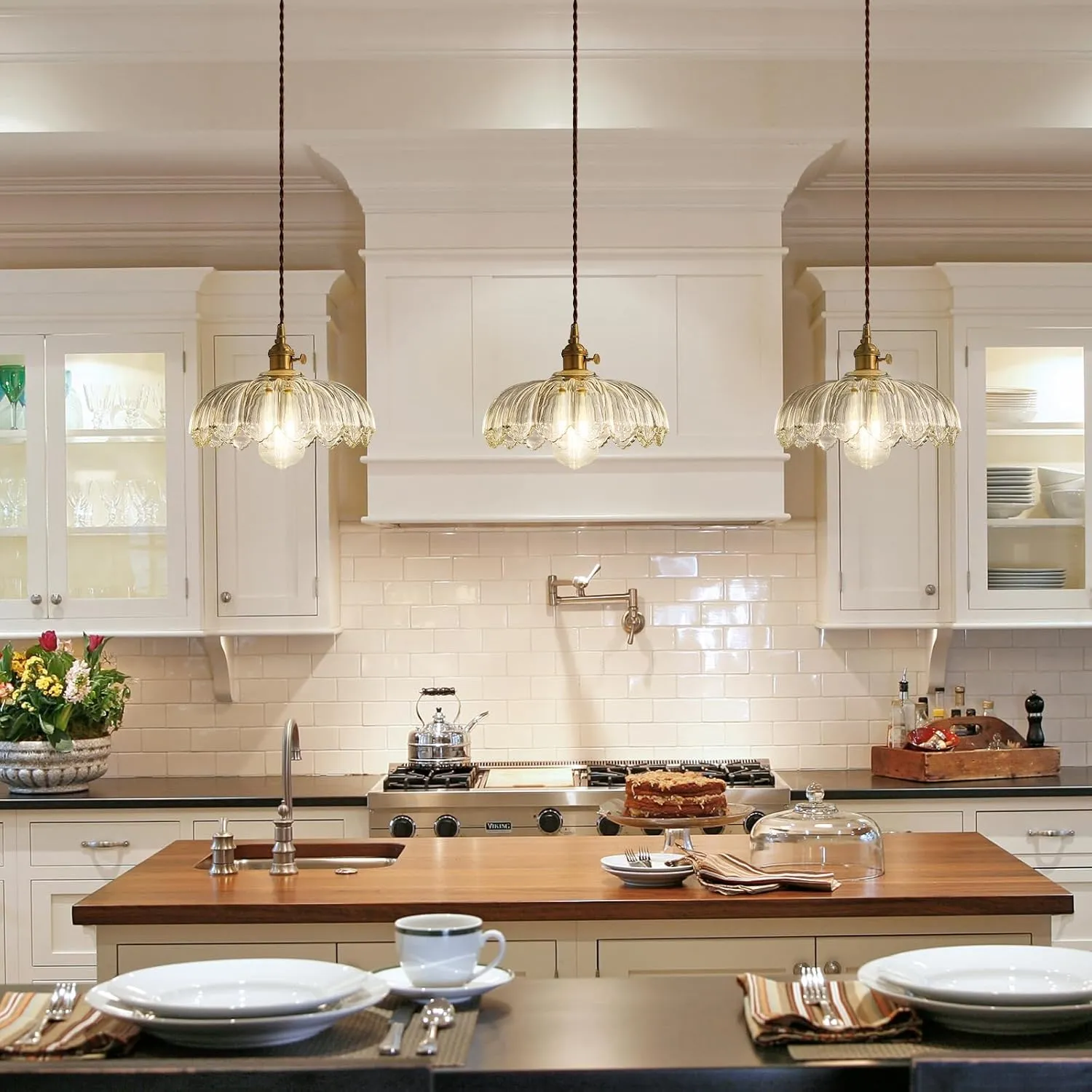 Plug in Pendant Light Fixtures, Plug in Hanging Lamps Glass Hanging Lights, Pendant Lighting for Kitchen Island, Bedroom, Dining Room, Living Room, E26 No Bulb