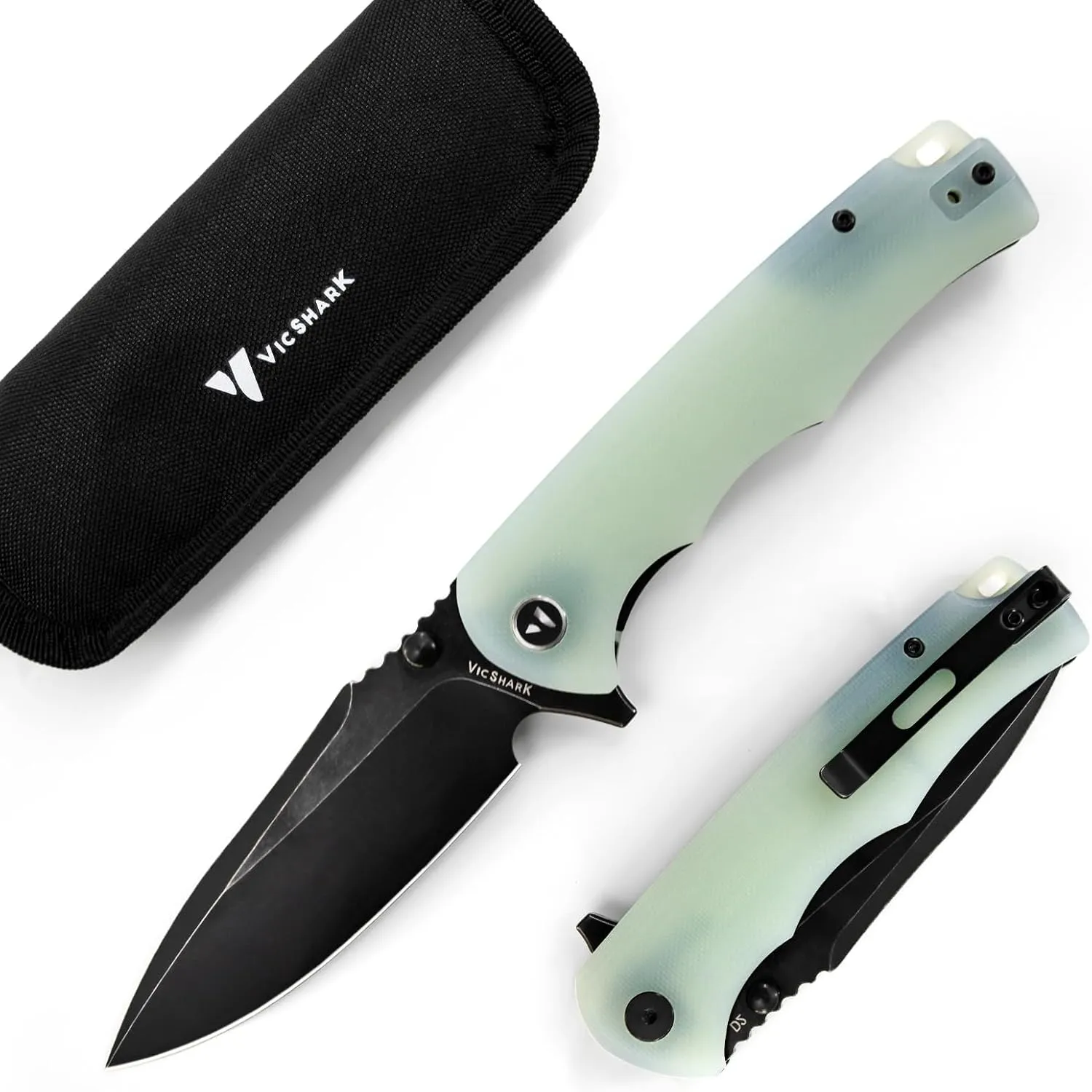 Pocket Knife Hunting knives knives for men D2 Steel Blade G10 Handle EDC Knife with Pocket Sharp Camping Survival Hiking Knives Green