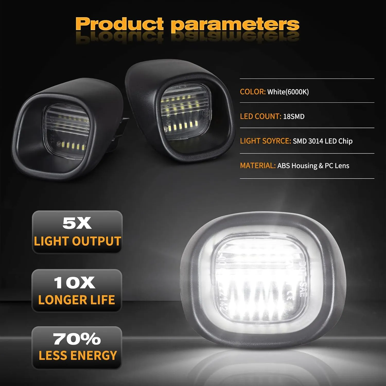 POPMOTORZ LED License Plate Light Tag Lamp Compatible with 1998-2005 Chevy Blazer S10 GMC Jimmy GMC Sonoma Oldsmobile Bravada Pickup Truck Rear Step Bumper, Powered by 18 SMD LED, Pack of 2