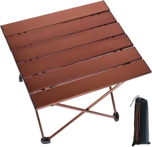 Portable Camping Side Table,Camping Tables Picnic Accessories Camping Gear with Carry Bag for Wild Camping,Outdoor Photography,Exploration,Brown