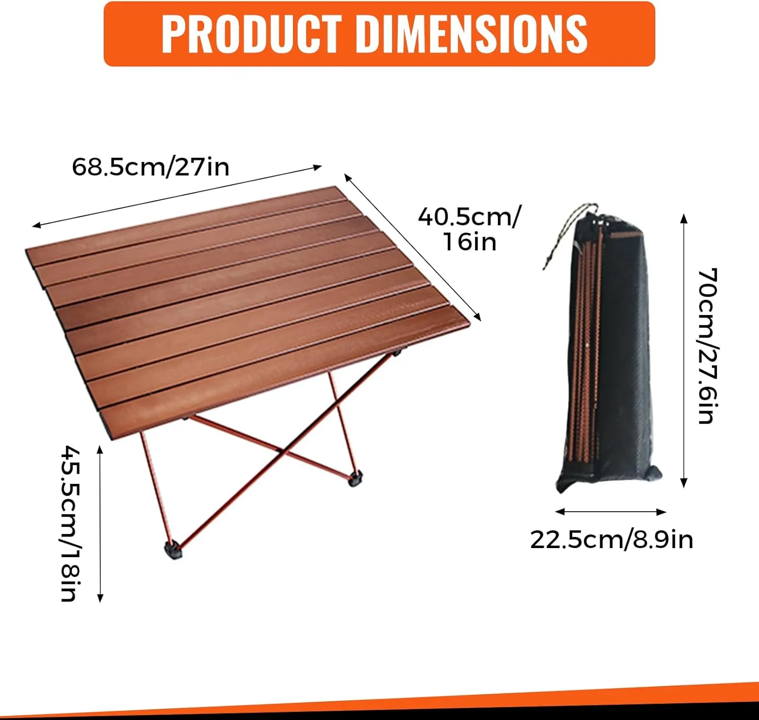 Portable Camping Side Table,Camping Tables Picnic Accessories Camping Gear with Carry Bag for Wild Camping,Outdoor Photography,Exploration,Brown