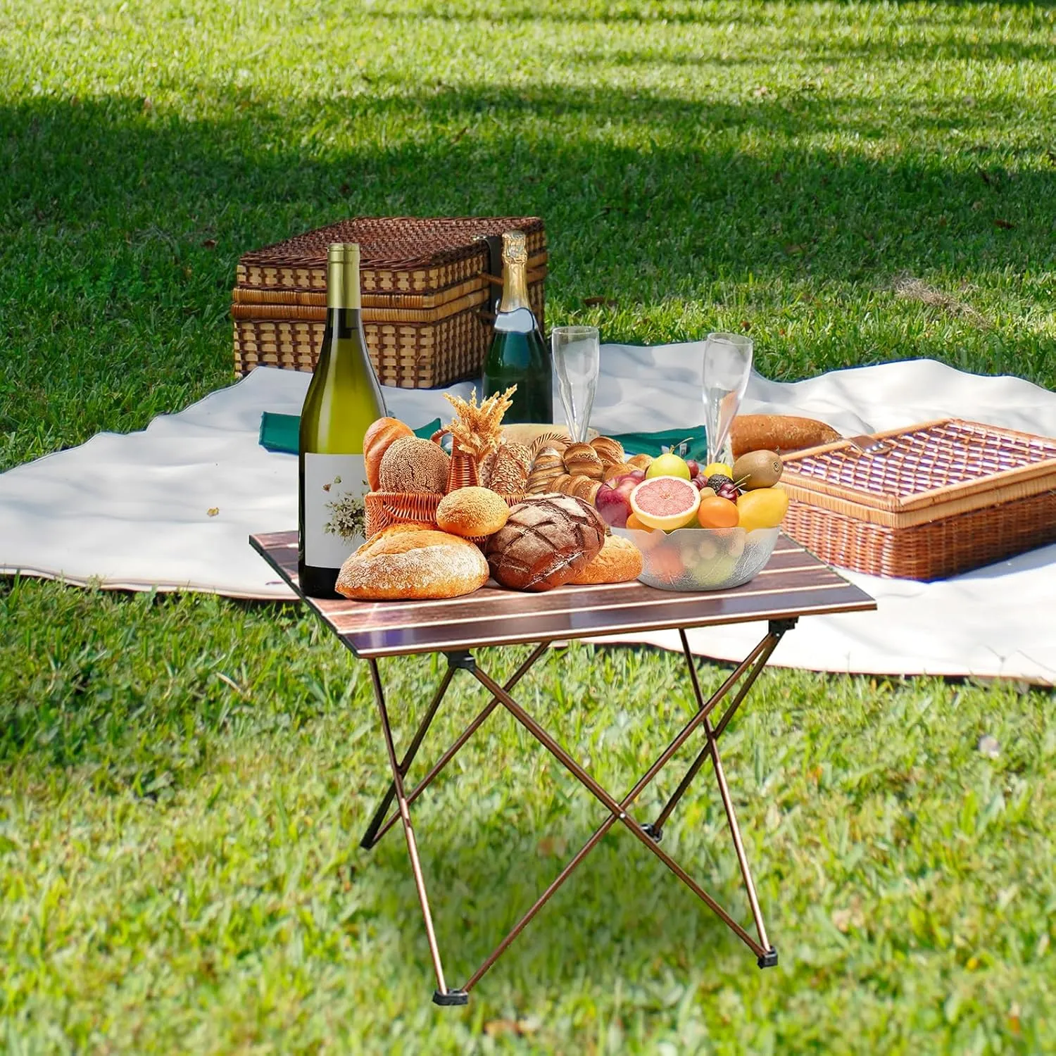 Portable Camping Side Table,Camping Tables Picnic Accessories Camping Gear with Carry Bag for Wild Camping,Outdoor Photography,Exploration,Brown