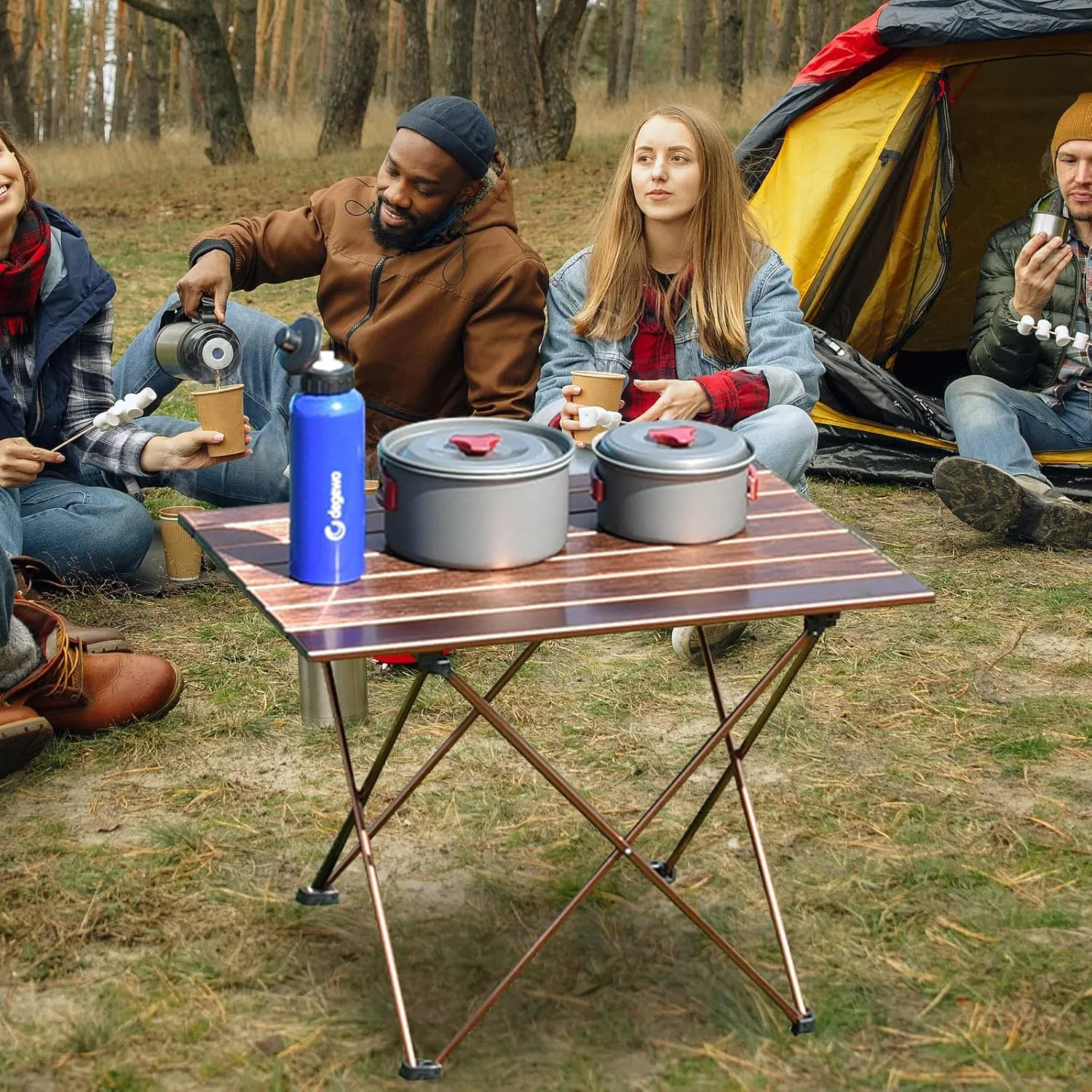 Portable Camping Side Table,Camping Tables Picnic Accessories Camping Gear with Carry Bag for Wild Camping,Outdoor Photography,Exploration,Brown