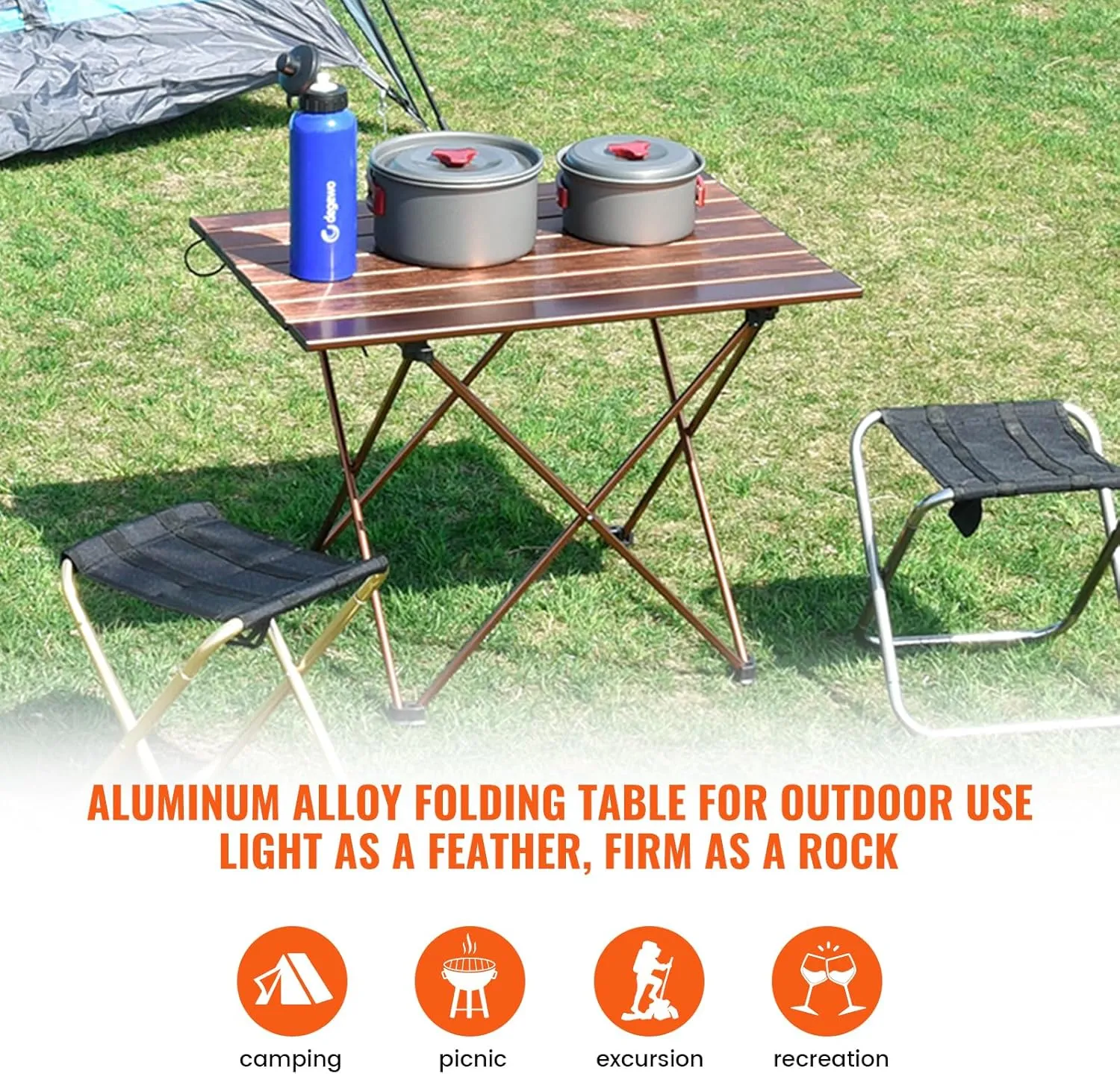 Portable Camping Side Table,Camping Tables Picnic Accessories Camping Gear with Carry Bag for Wild Camping,Outdoor Photography,Exploration,Brown