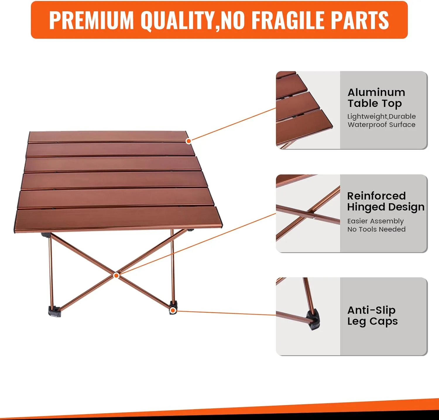 Portable Camping Side Table,Camping Tables Picnic Accessories Camping Gear with Carry Bag for Wild Camping,Outdoor Photography,Exploration,Brown