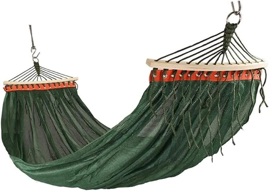Portable Double Hammock Anti-Rollover Mesh Breathable Mesh Leisure Can Withstand Weight 250kg for Backpacking Beach (Color : Green)
